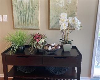 Nice table with storage and two shelves