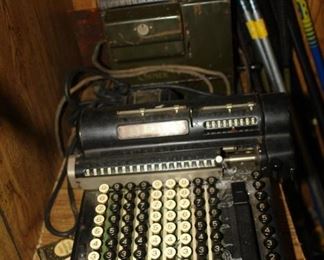 Vintage adding machine and cash register
