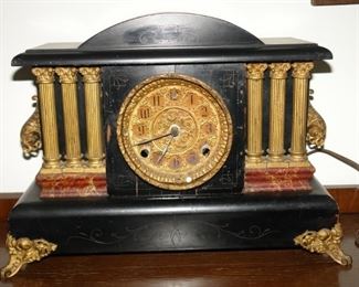 Faux Marble Mantle Clock