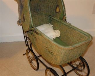 Antique Wicker Baby Doll Stroller