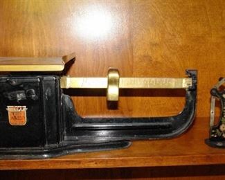 Antique Scale and Mini Sewing Machine