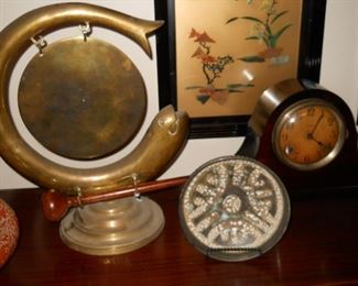 brass gong, clock