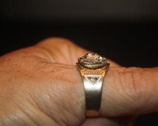 MASONIC 10 K WITH DIAMOND RING