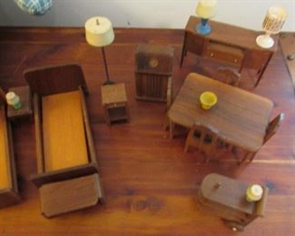 Strombecker Walnut Doll House Furniture