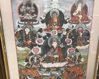 Tibetan Antique Framed Thangka Painting