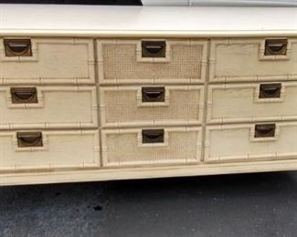 1960s Faux Bamboo dresser with mirror