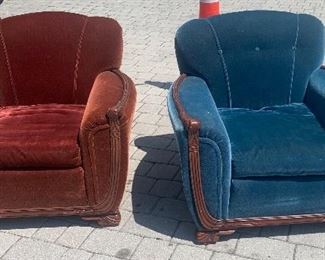 Art Deco Montgomery Ward Mohair Club Chairs
