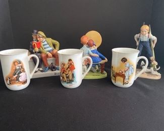 Norman Rockwell Collectable Figurines Coffee Cups
