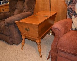 Dough box style end table mid century modern