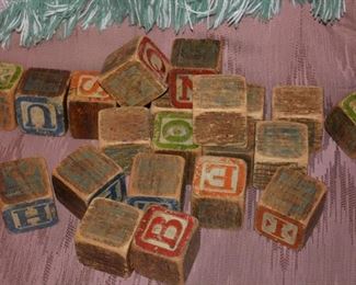 Old wood alphabet blocks