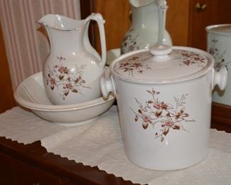 Pitcher, bowl, waste can