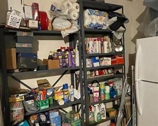 Lots of great cleaning supplies and the metal shelving, we have a lot of metal shelving