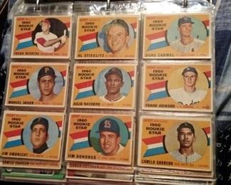 1960 Rookie Star Cards, some of cards in black Baseball binder 