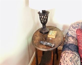 Antique Side Table, lower shelf for additional storage or Books. 