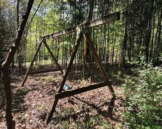 Wood Frame swing set. Good condition.