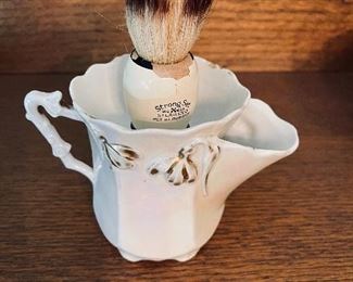 Antique Scuttle Cup with Shaving Brush