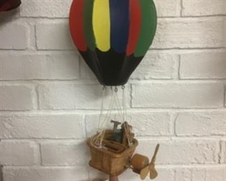 Another fantastic Wooden Mobile.  This one is a hot air balloon whose rotor is battery operated.  Such a find!