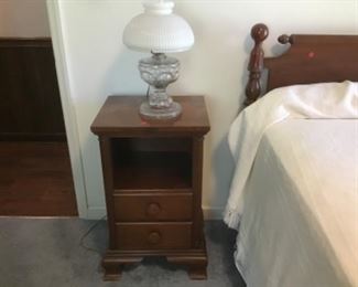 Converted oil lamp  night stand with drawers