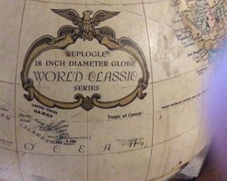 Vintage 16" Replogle World Globe and Stand