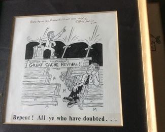 MANY Framed  & Signed Original Political Cartoon Art Prints