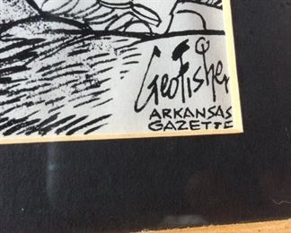 MANY Original Political Cartoon Prints by Arkansas editorial cartoonist George Fisher 1923-2003