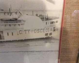 Framed Mississippi Riverboat " City of Osceola" Arkansas. Operated by the Lee Line. Sunk Nov. 18, 1898. 