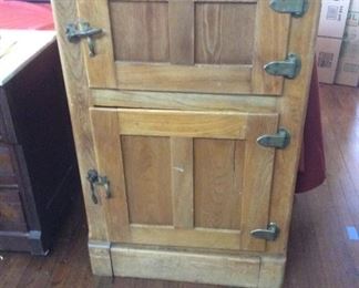 Vintage Unique Solid Wood Ice Box in the front,  Hidden Safe in the back! 