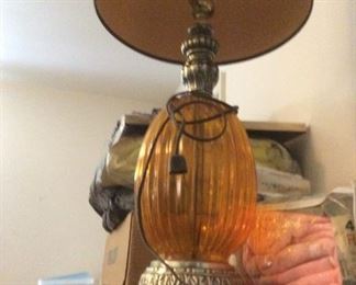 Vintage Lamps Amber Glass Base