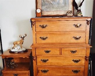 Beautiful Heritage Pine, Acorn accent detailing 
Porcelain Sculpture “The Jordon Buck" by Ron Van Gilder, Danbury Mint
- Pool House 