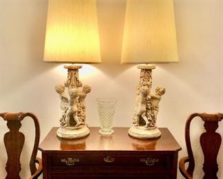 3 Cupid Hollywood Regency Lamps + shades 
- Pool House 