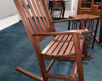 Amish Style Rocker (2) carved Headrests- Pool House 