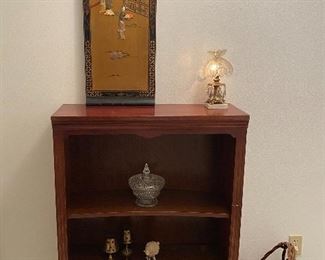 Small Bookcase, Asian Gold Leaf and Ebony panel, thick bramble baskets 
- Guest House 