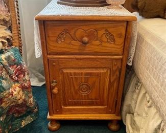 Small Oak Side table, locking 
- Pool House 