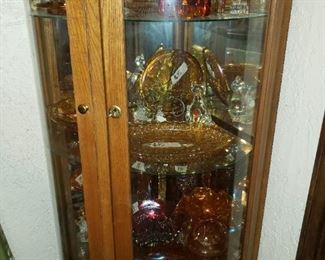 Curio with Carnival Glass 
