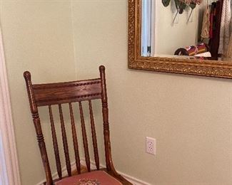 Antique Rocker with Needlepoint Cushion
