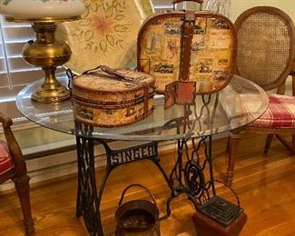 Iron Singer Sewing Base with Glass Top