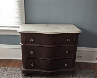 Marble top chest, part of three piece suite.