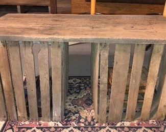 Homemade wooden milk crate coffee table