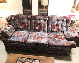 Mid century modern wood trim sofa