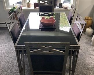 Beautiful metal dinner table with black glass top 2/2