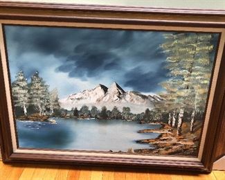Mountain Landscape Painting Signed by Henry 1/2