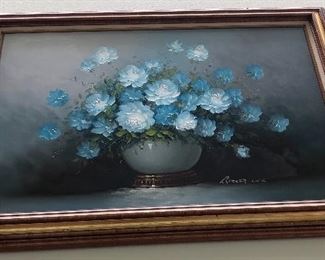 Framed Flower Painting Signed by Robert Cox 1/2