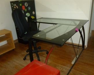 Glass corner desk