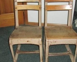 2  Vintage kintergarden chairs wood and metal