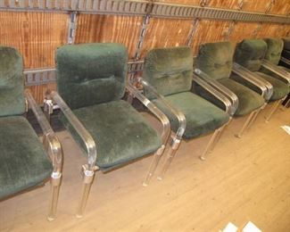 7 Early American  custom made acrylic green chairs