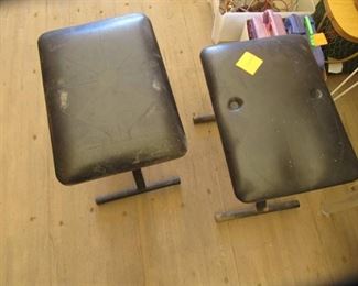 2 black & metal folding stools