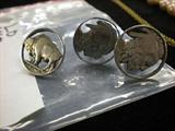 Buffalo nickel tie tack and cuff link set