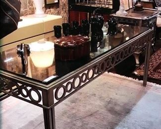 Black Marble Top with Wrought Iron Base Table 