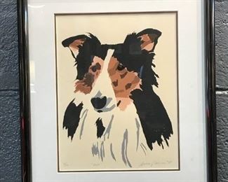 Dog Picture with Black Frame  Size 20" x 16"