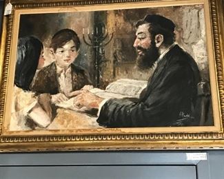 Lessons with the Rabbi Painting Size 43" x 38"